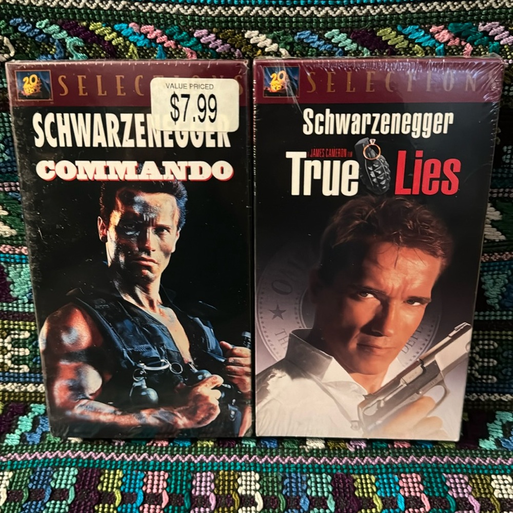 📼 COMMANDO & TRUE LIES lot VHS! Unopened original factory sealed action movies.
